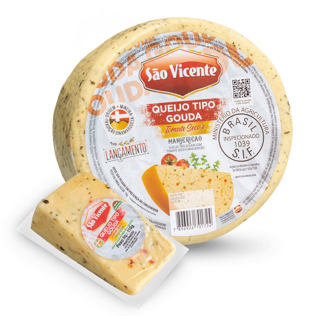 Queijo tipo Gouda com tomate seco